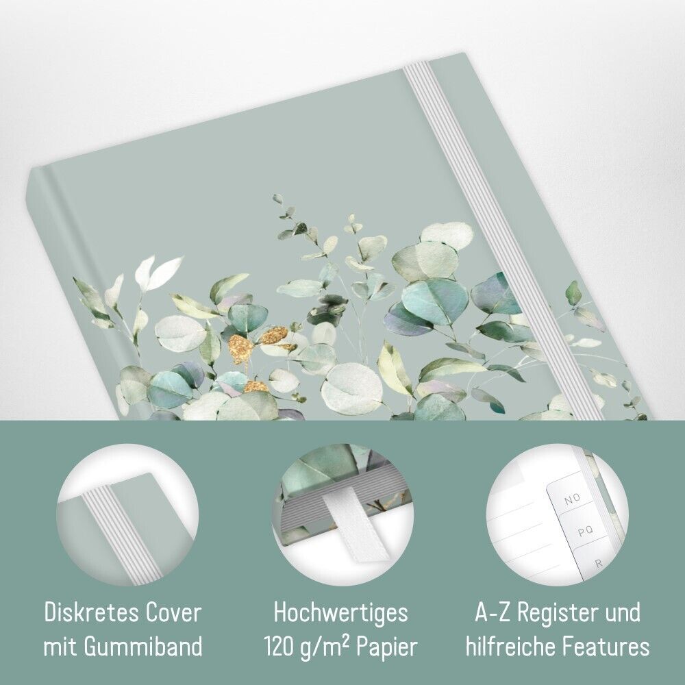 Passwort-Organizer / A6+ / Minty Leaves / Häfft-Verlag