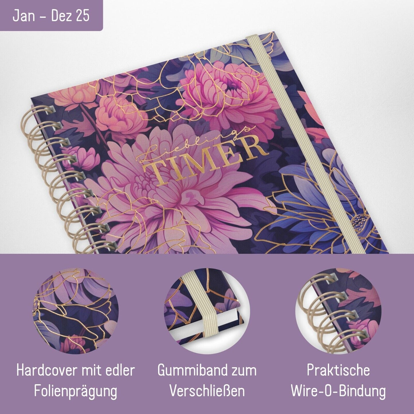 Lieblings-Timer 2025 / Purple Bloom / Häfft-Verlag