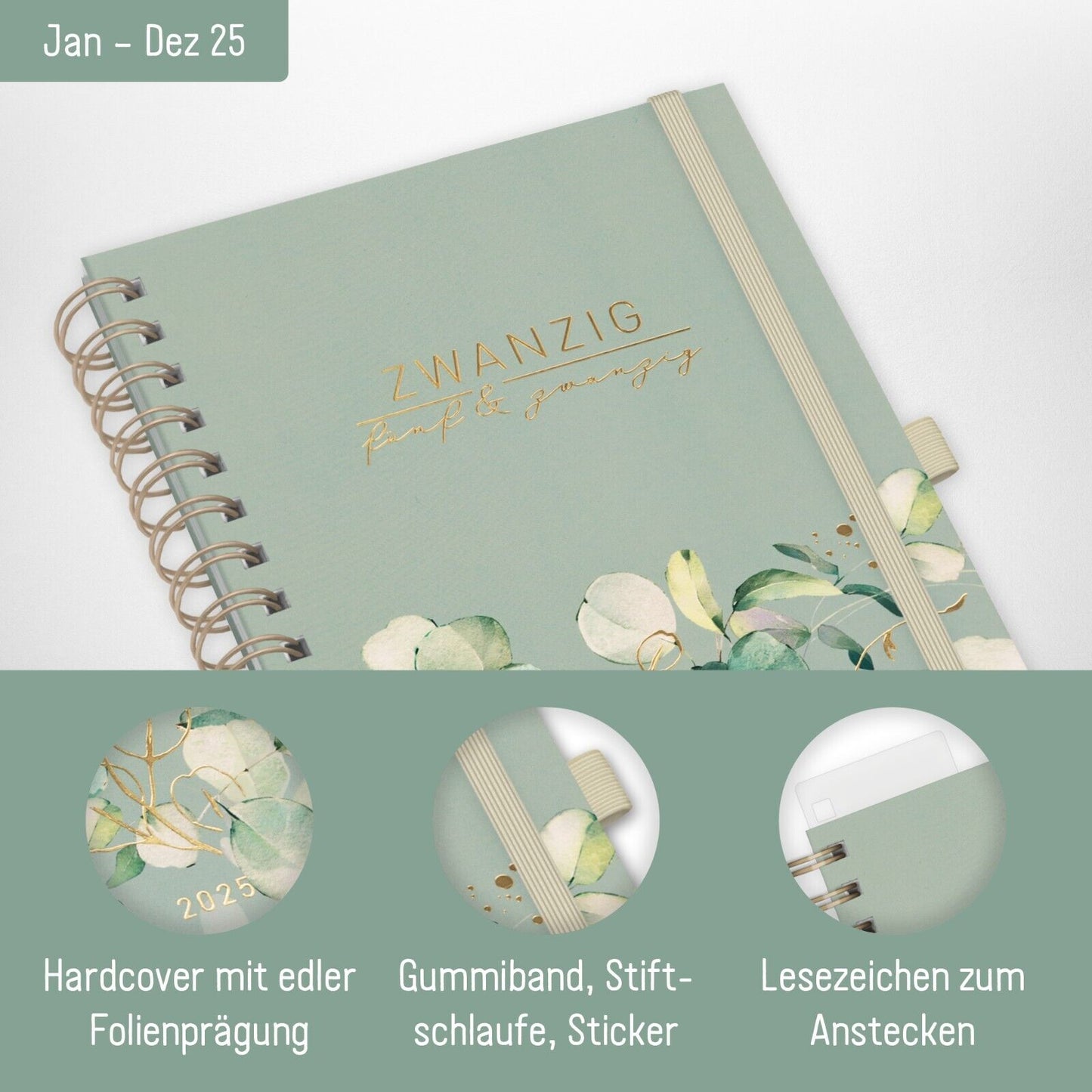 Lieblings-Timer Deluxe 2025 / Minty Leaves / Häfft-Verlag