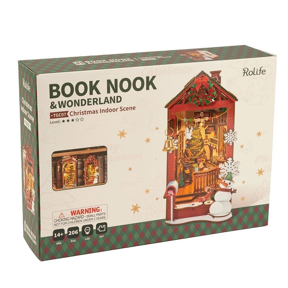 Rolife 3D-Holz-Puzzle Book Nook "Christmas Indoor Scene"