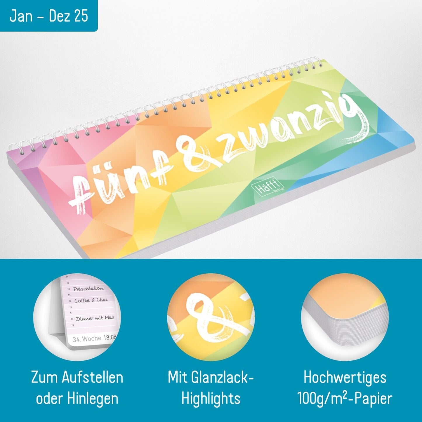 Tischkalender 2025 / Rainbow / mit Aufsteller / Häfft-Verlag