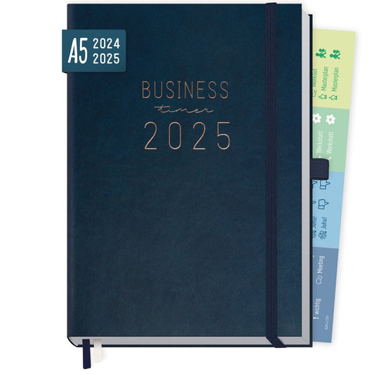 Business-Timer Deluxe 2024/2025 / 18 Monate / KL / Nachtblau / Häfft-Verlag