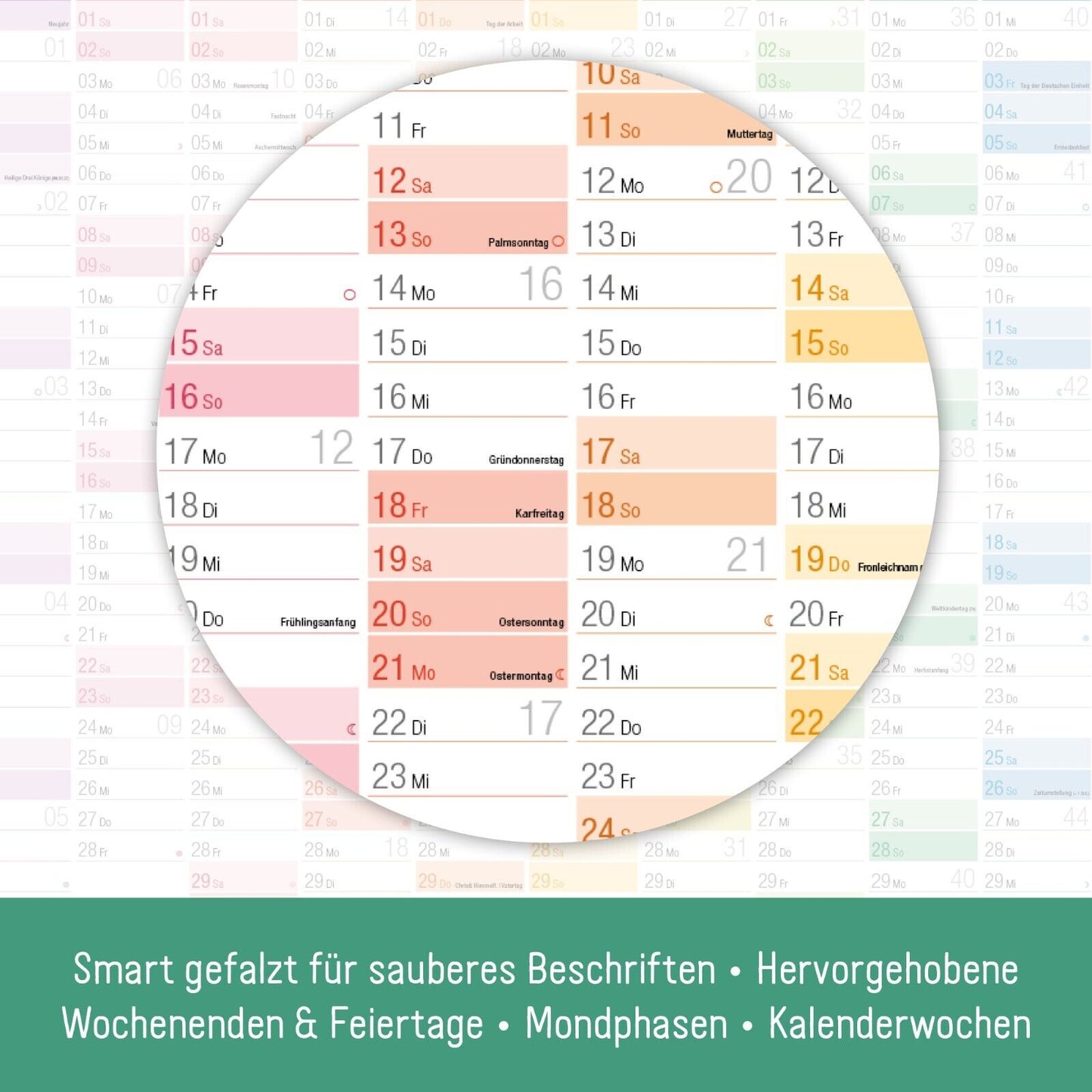 Wandkalender 2025 A1+/ Rainbow / gefalzt mit Extra A4-Übersicht  / Häfft-Verlag