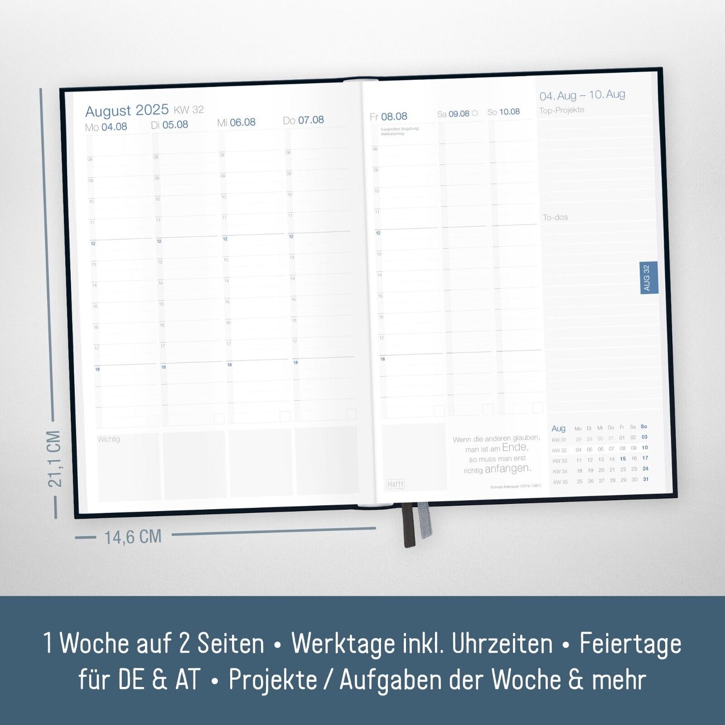 Business-Timer 2025 / 12 Monate / Schwarz / Häfft-Verlag