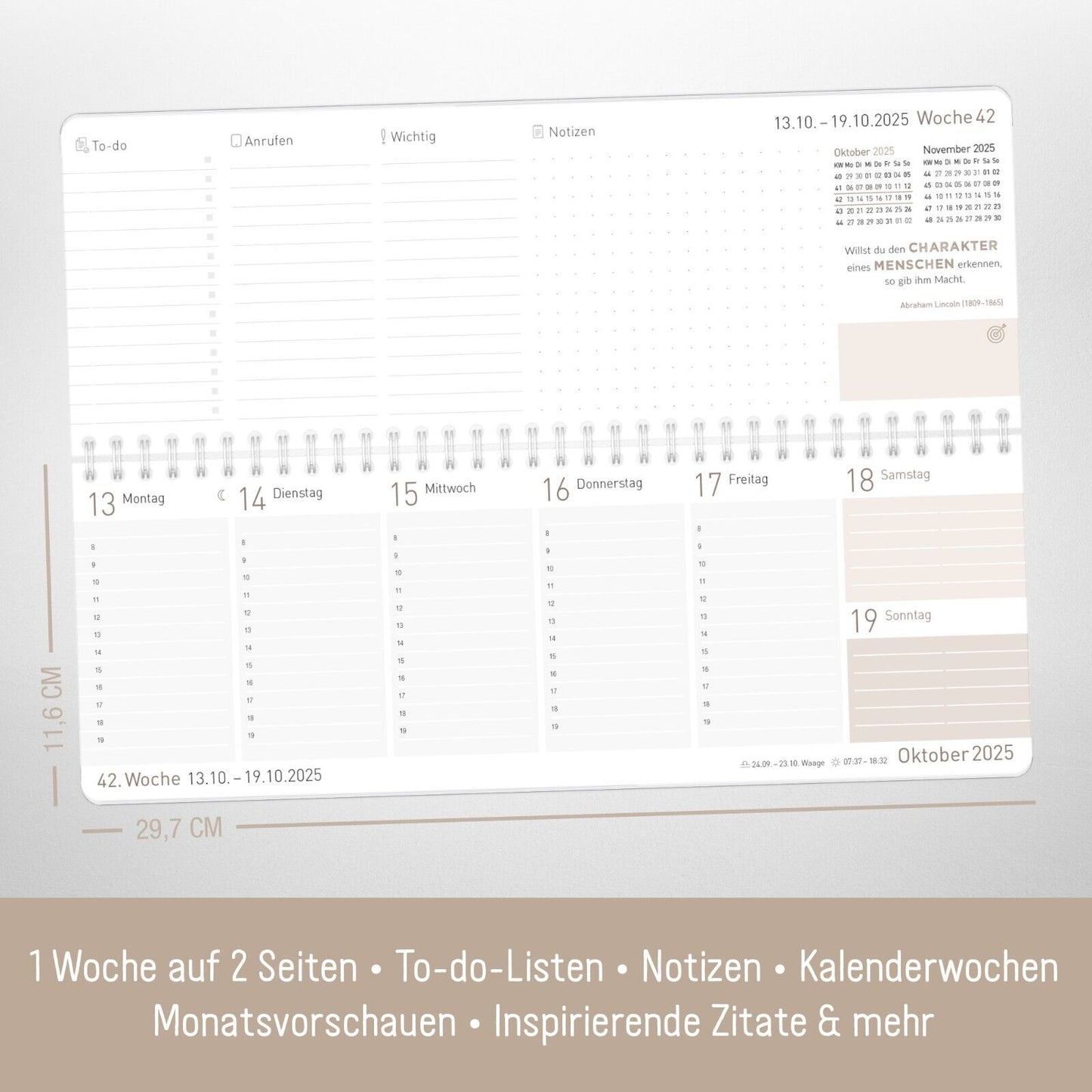 Tischkalender 2025 / Soft Beige / mit Aufsteller / Häfft-Verlag