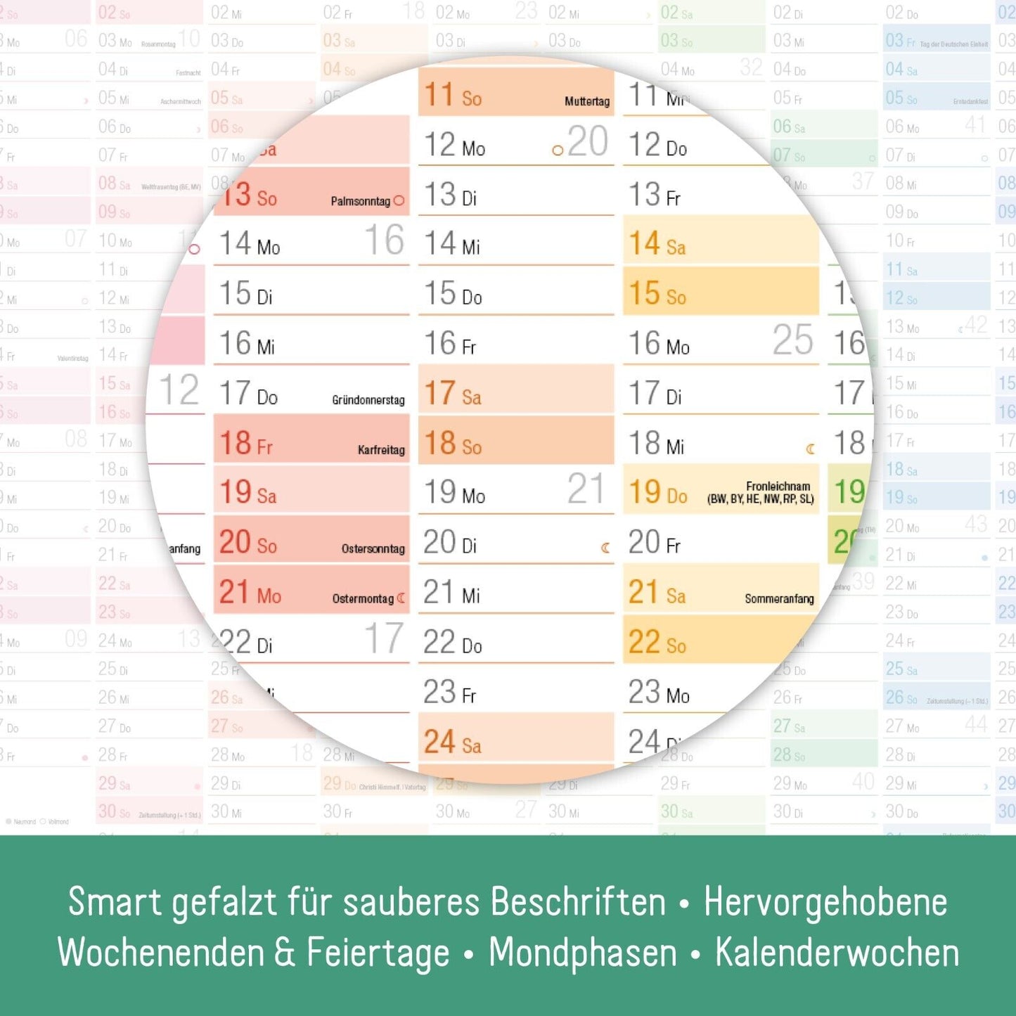 Wandkalender 2025 / A2 / Rainbow / mit Extra A3 + A4-Übersicht / Häfft-Verlag