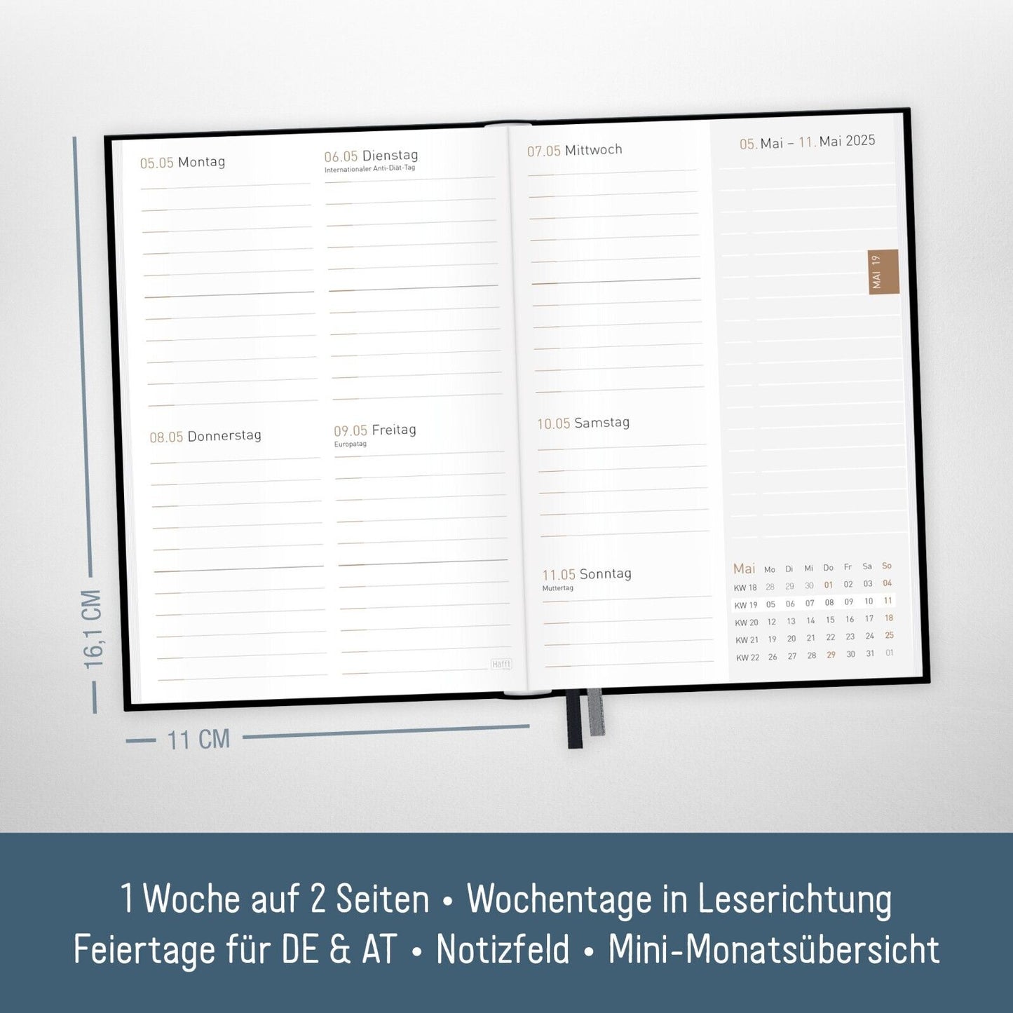 Chäff-Timer mini 24/25 - 18 Monate / A6+ / Black Edition / Häfft-Verlag