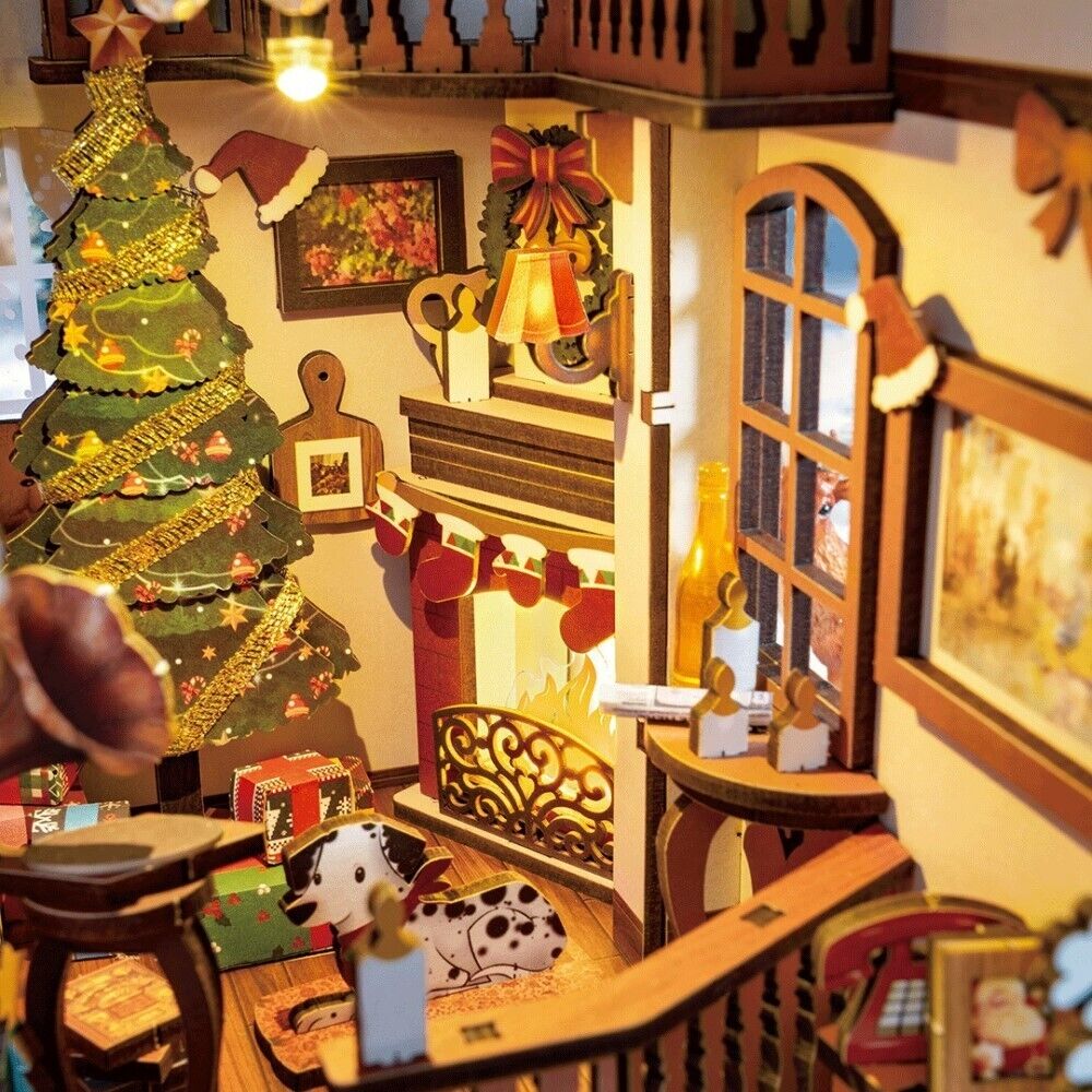 Rolife 3D-Holz-Puzzle Book Nook "Christmas Indoor Scene"