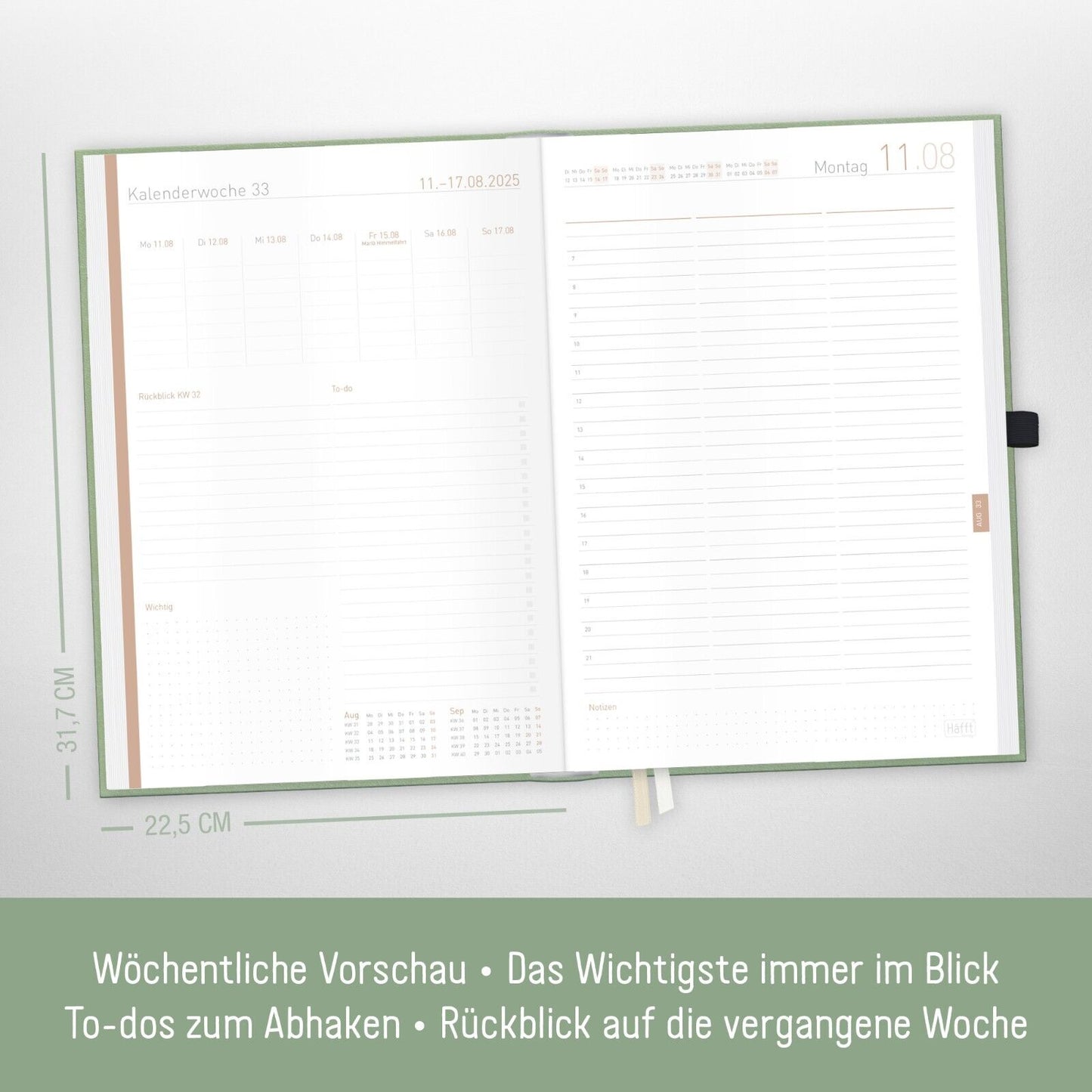 Organizer Maxi 2025 / A4+ / Salbei / Häfft-Verlag