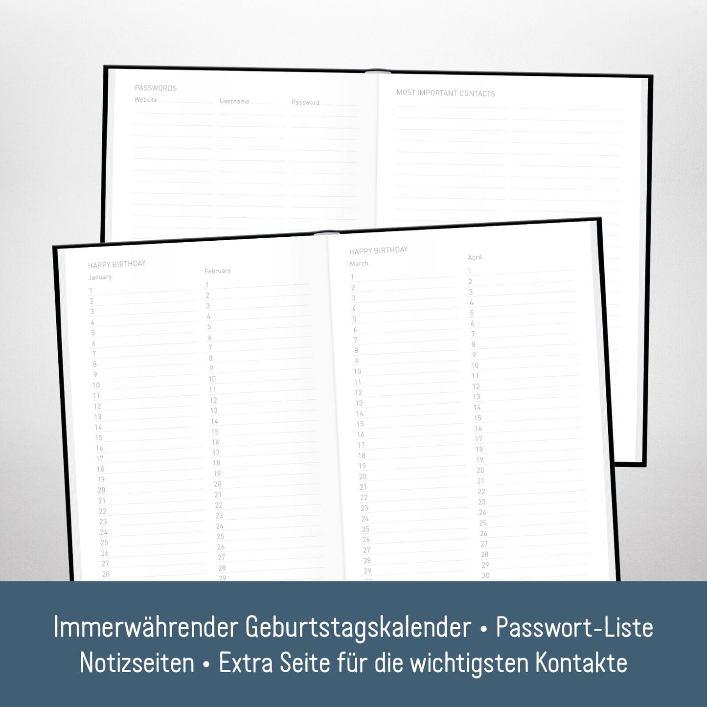 paper&you Adressbuch / A5 / Black Edition / vom Häfft-Verlag