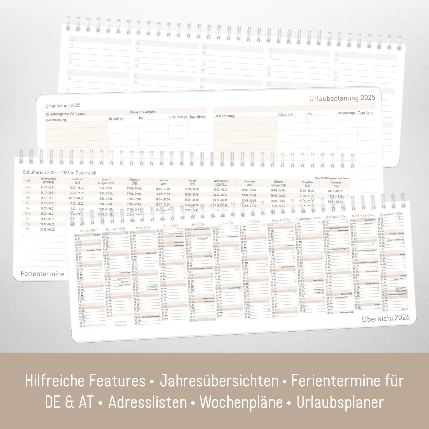 Tischkalender 2025 / Soft Beige / mit Aufsteller / Häfft-Verlag