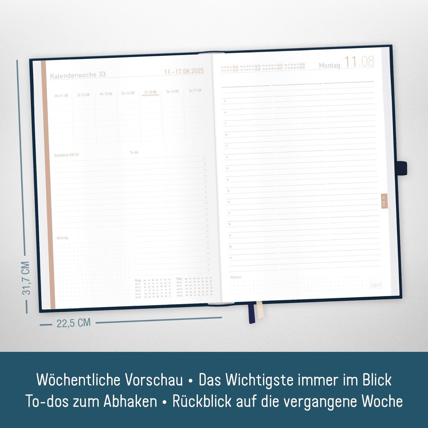 Organizer Maxi 2025 / A4+ / Nachtblau / Häfft-Verlag