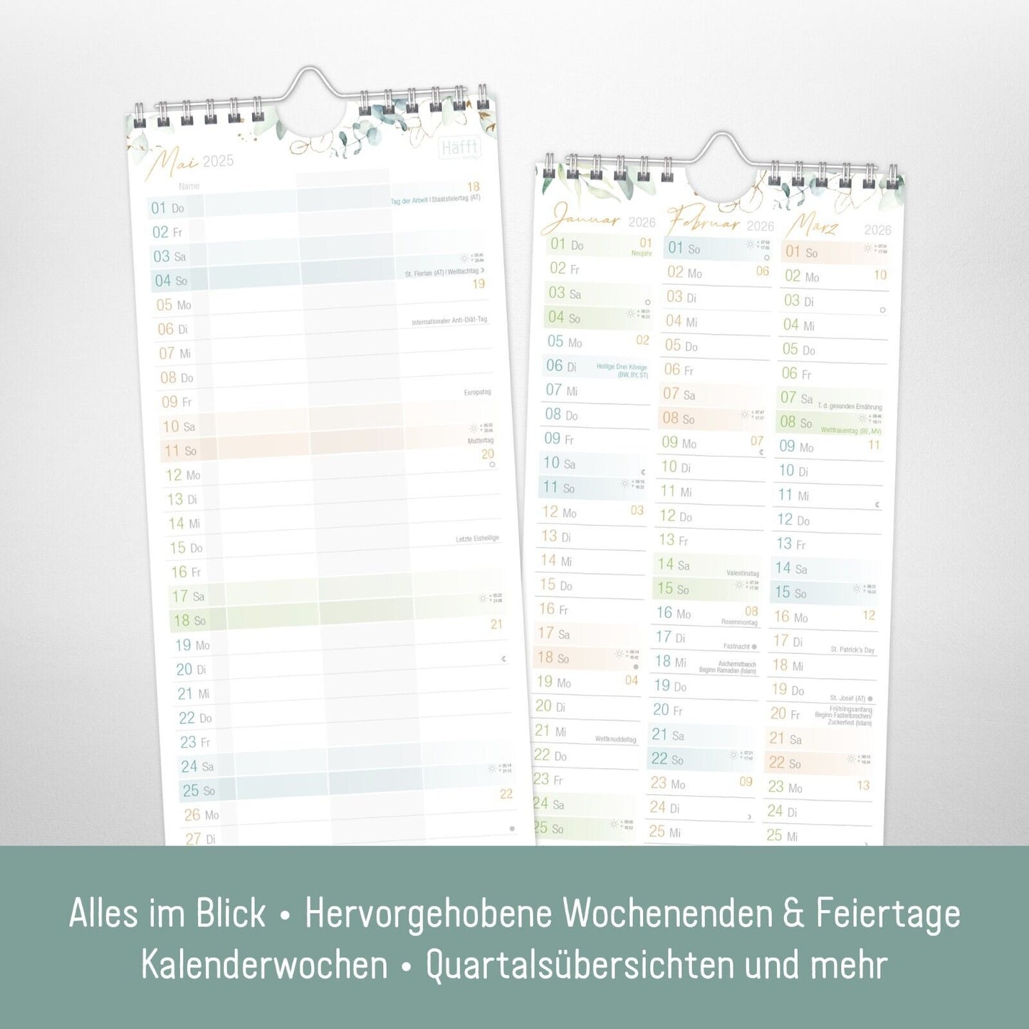 Planer für Zwei kompakt 2024/2025 - Wand-Kalender / Blattgold / Häfft-Verlag