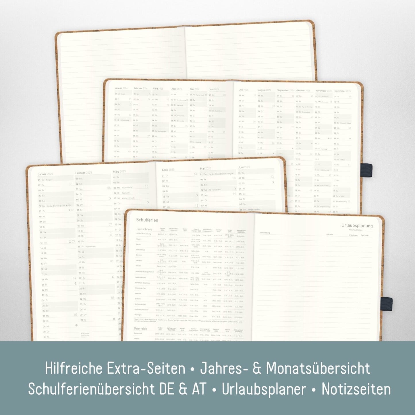 Wochen-Notiz-Timer Classic 2025 / 12 Monate / A5 / Kork / Häfft-Verlag