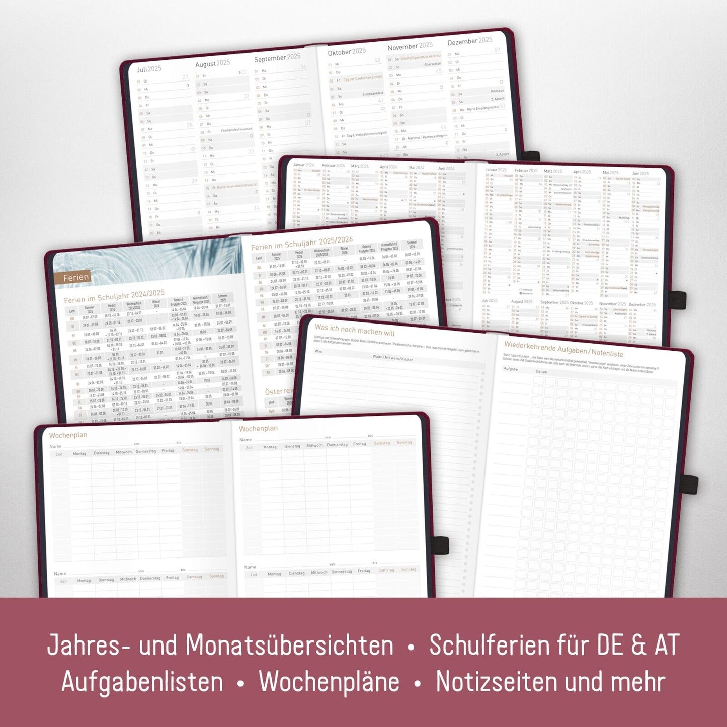 Chäff-Timer Deluxe 2025 / 12 Monate / A5 / Berry / Häfft-Verlag