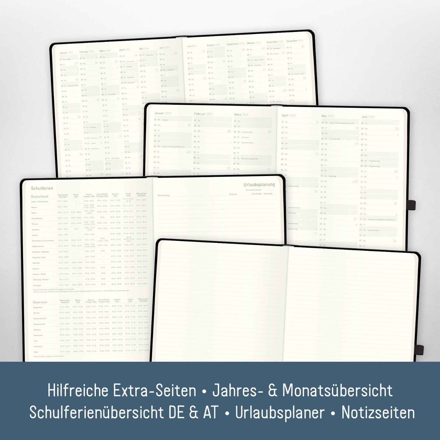 Wochen-Notiz-Timer Maxi 2025 / A4 / Schwarz / Kunstleder / Häfft-Verlag