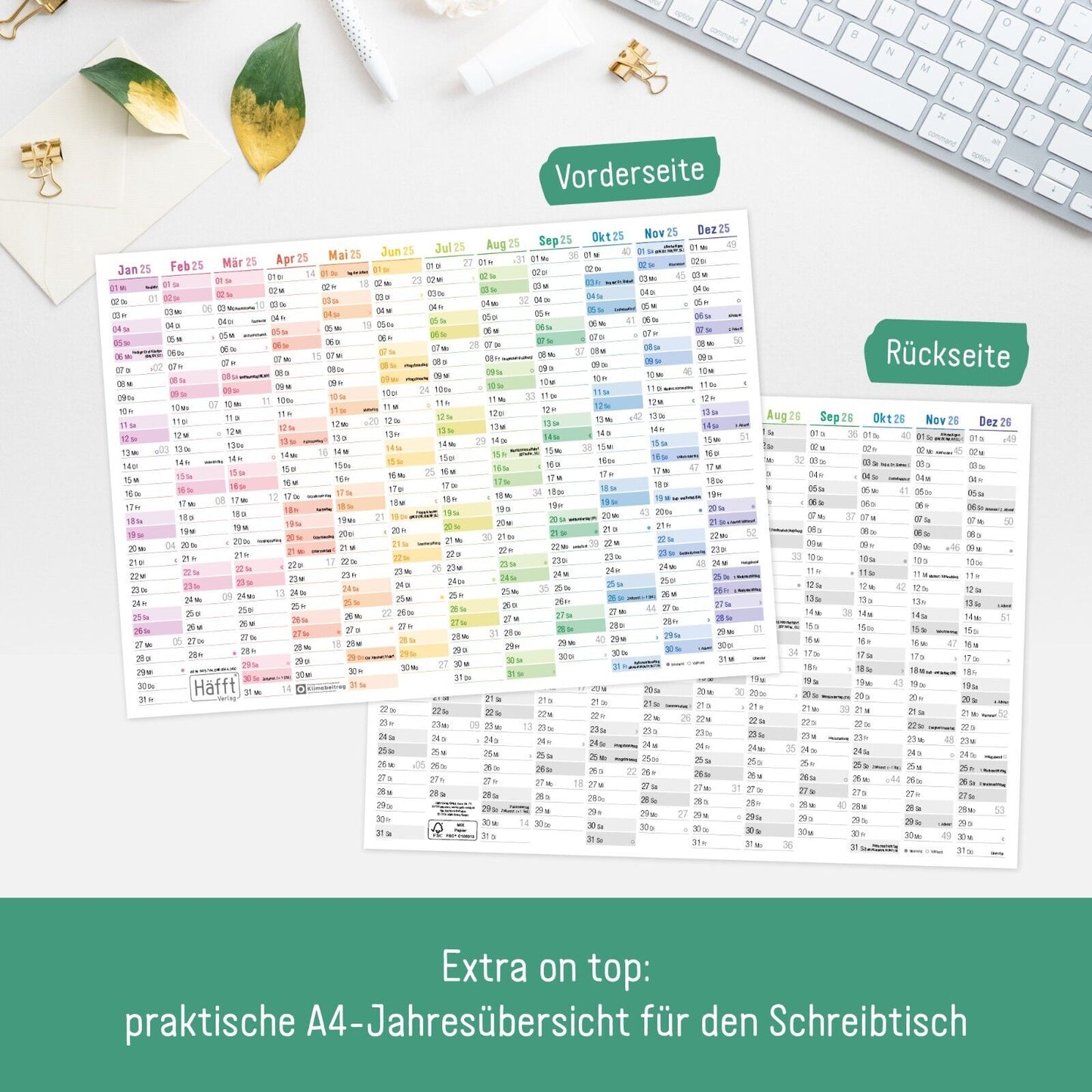 Wandkalender 2025 A1+/ Rainbow / gefalzt mit Extra A4-Übersicht  / Häfft-Verlag