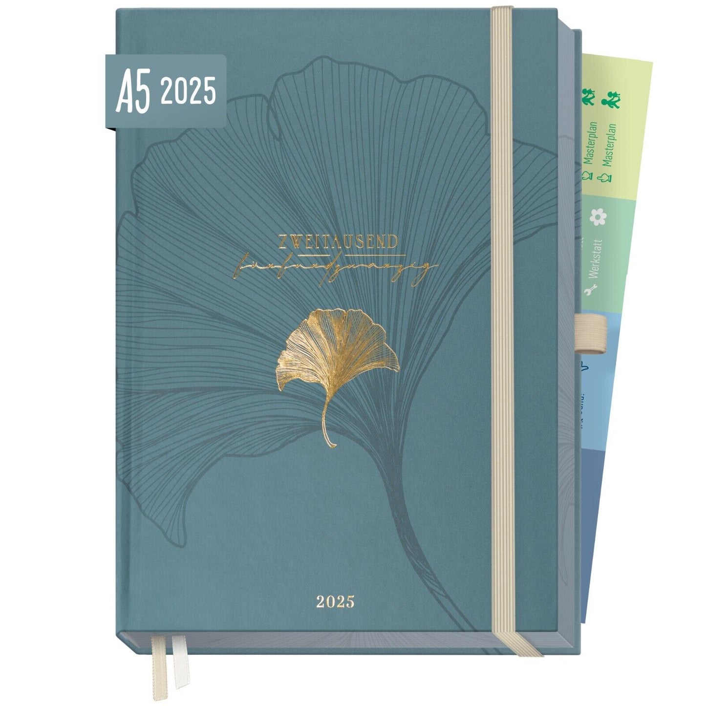 Organizer Day by Day Deluxe 2025 / 12 Monate / Blue Ginkgo / Häfft-Verlag