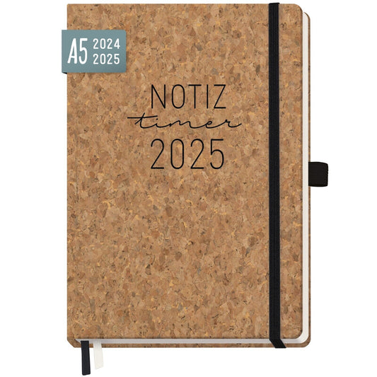 Wochen-Notiz-Timer Classic 2024/2025 / A5 /  18 Monate / Kork / Häfft-Verlag