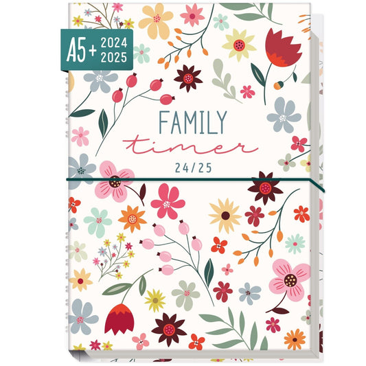 Family-Timer 2024/2025 - 18 Monate / Wild Flower / Häfft-Verlag