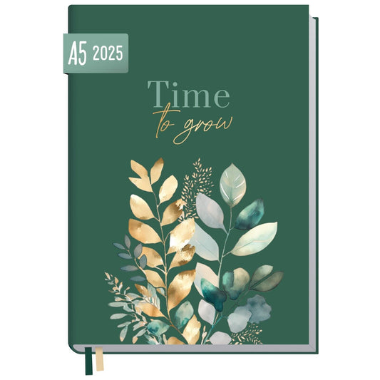 Chäff-Timer Classic 2025 / 12 MONATE / A5 / Shiny Leaves / Häfft-Verlag