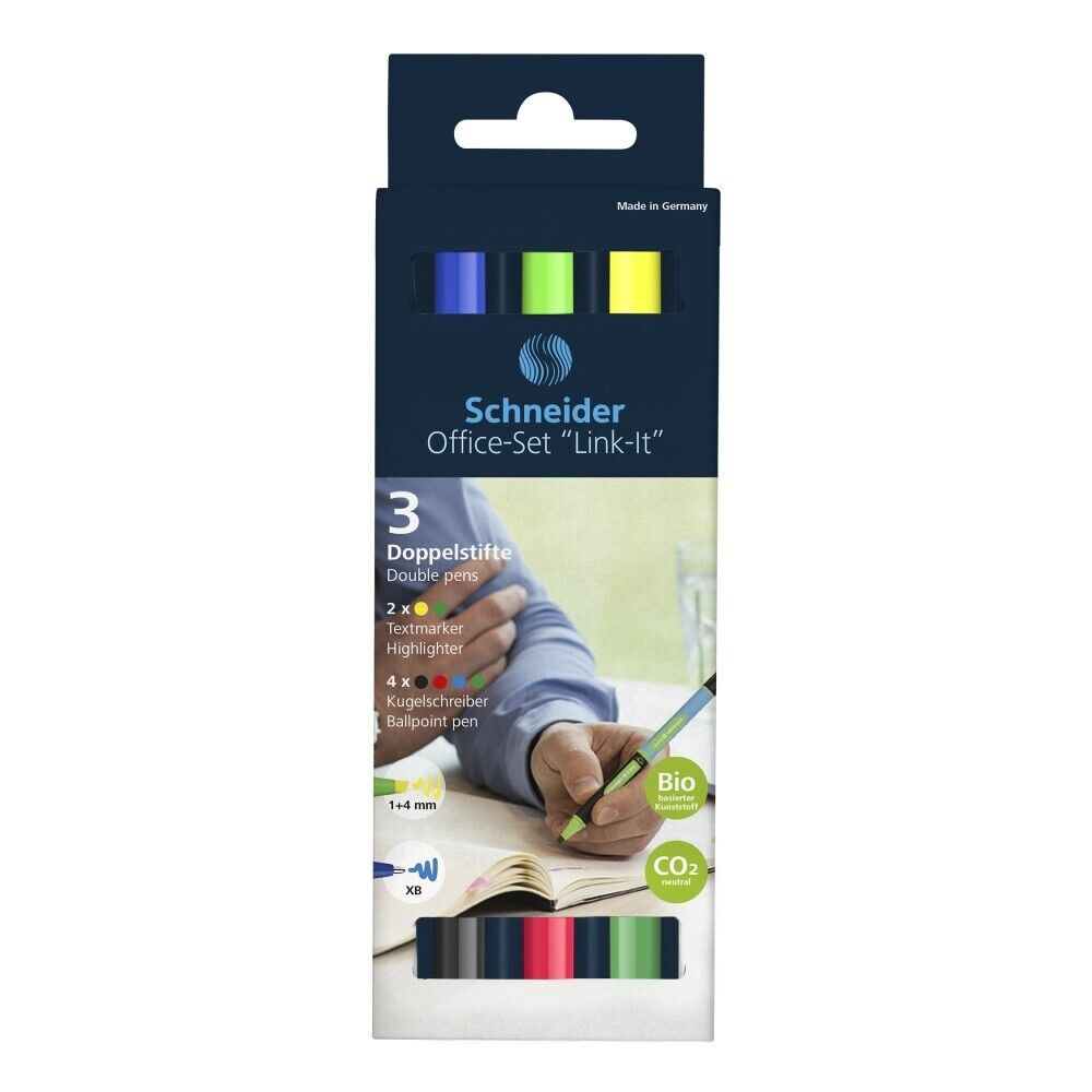 Schneider Link-it - Office-Set - 4 Kugelschreiber + 2 Textmarker