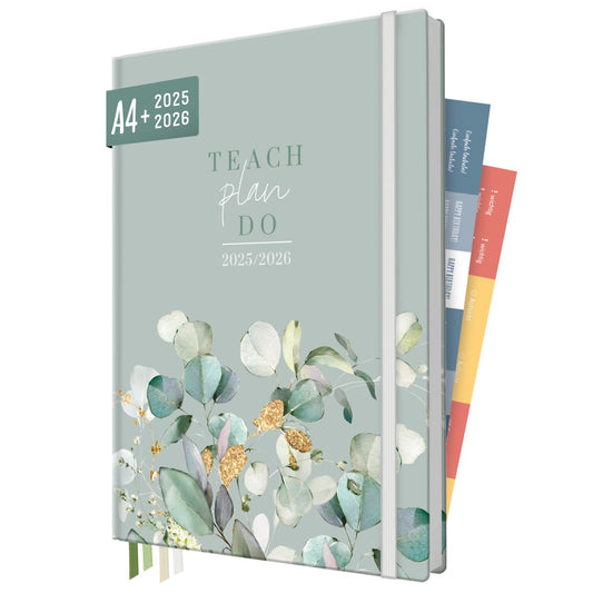 Häfft Lehrer-Planer 2025/2026 / A4+ / Minty Leaves