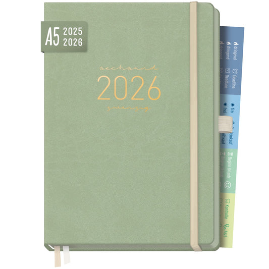 Chäff-Timer Deluxe 2025/2026 / 18 Monate / A5 / Salbei / Häfft-Verlag