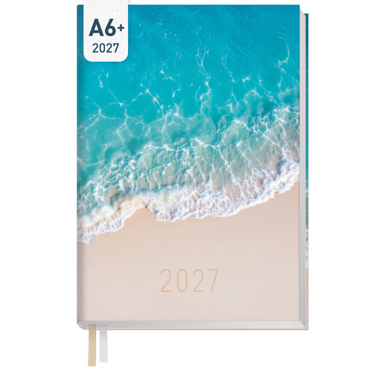 Coveransicht von Häfft Chäff-Timer Mini Kalender 2027 A6+ im Motiv „Summer Beach“.