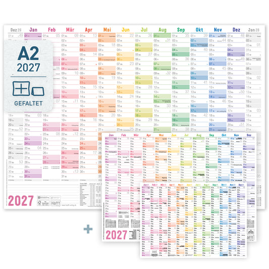 Coveransicht von Häfft Wandkalender 2027 A2 quer im Motiv „Rainbow“.