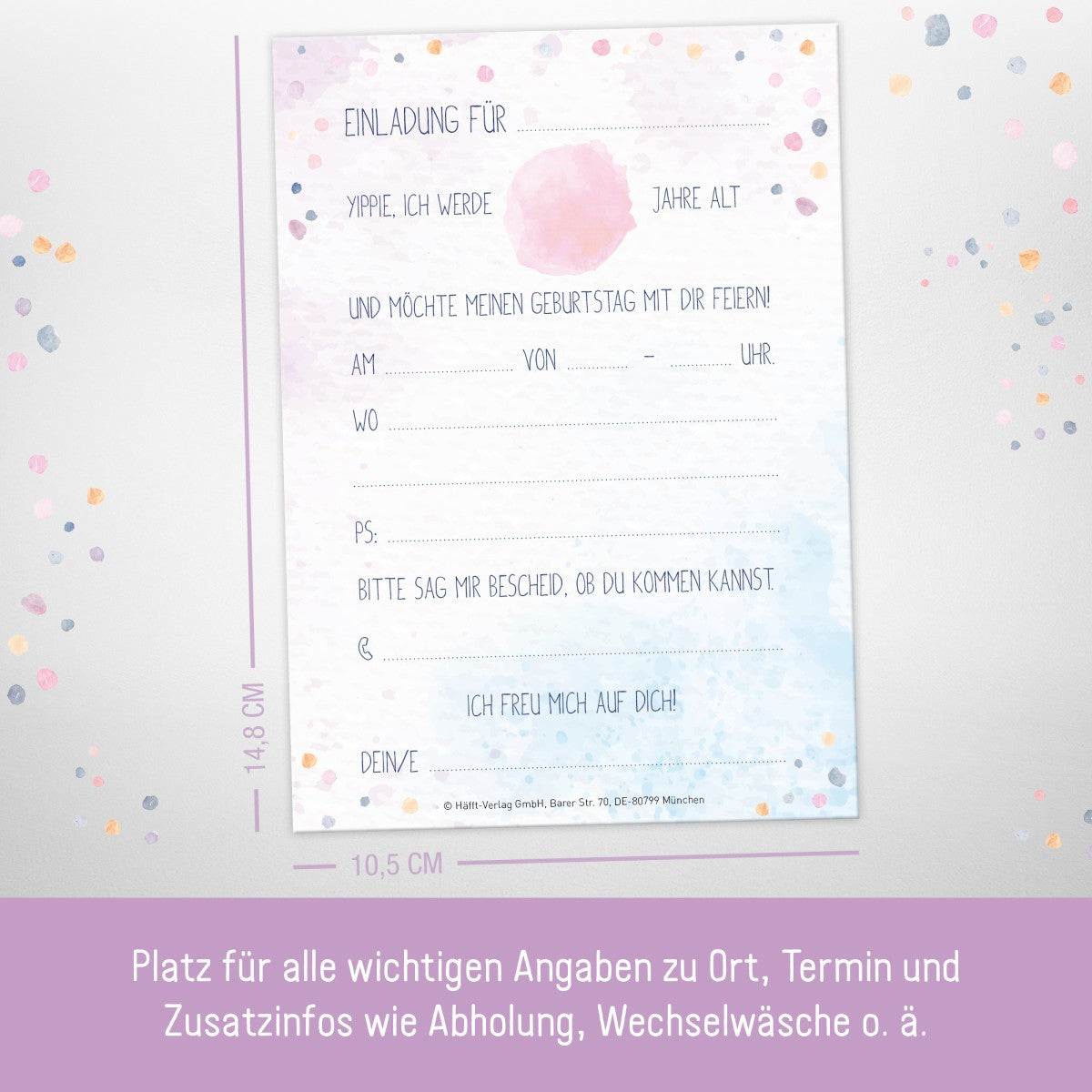 Häfft Einladungskarten A6 12er Set / Einhorn