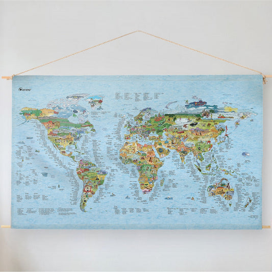 Awesome Maps Roll Down Canvas Weltkarte "Surftrip" (114 x 62cm)