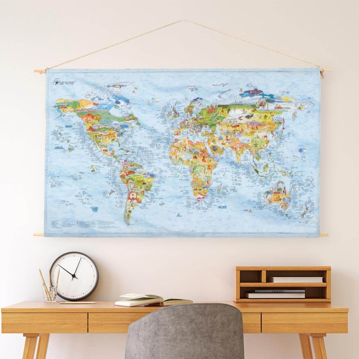 Awesome Maps Roll Down Canvas Weltkarte "Surftrip" (114 x 62cm)