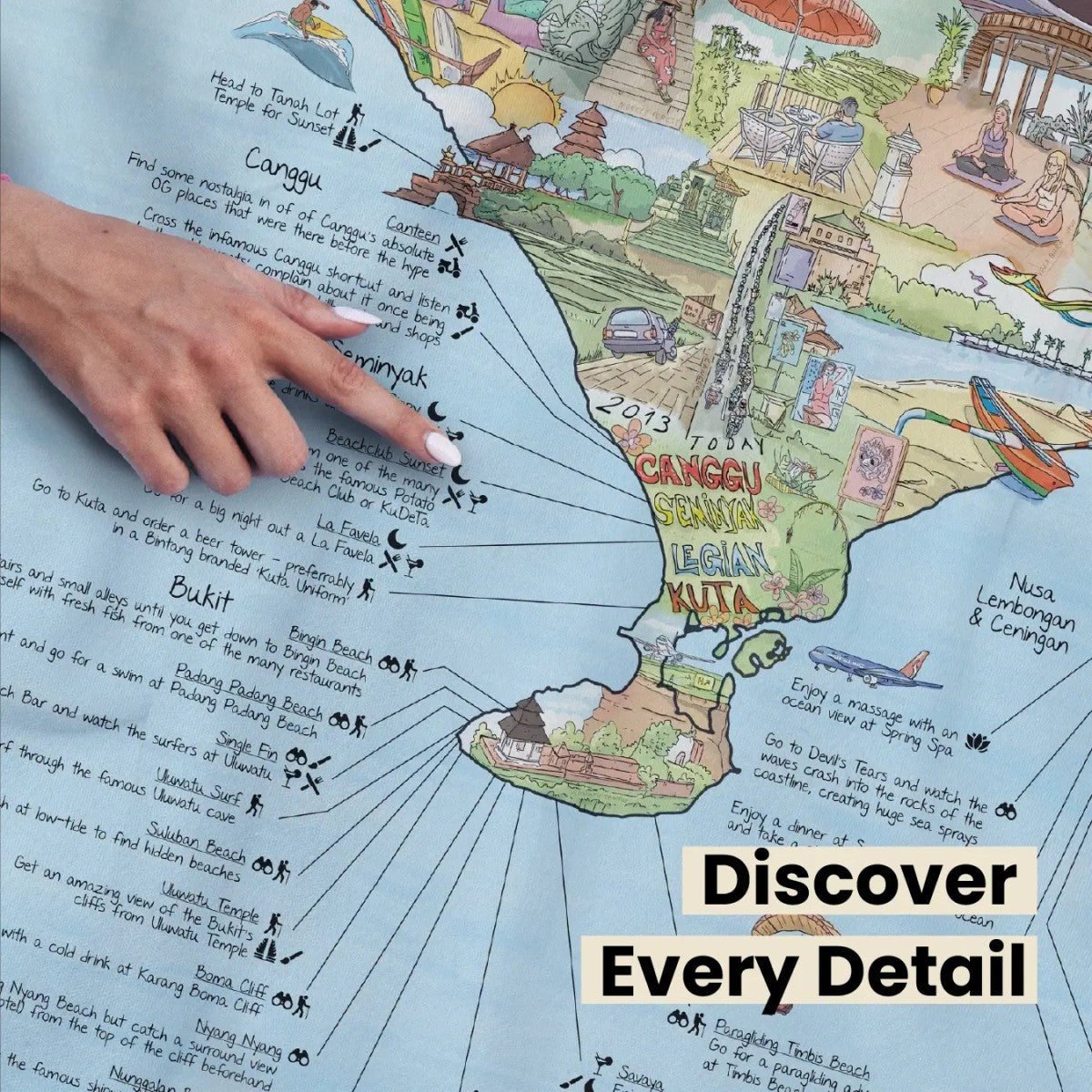 Awesome Maps Strandtuch / Badetuch "Bali Illustrated" (155x90cm)