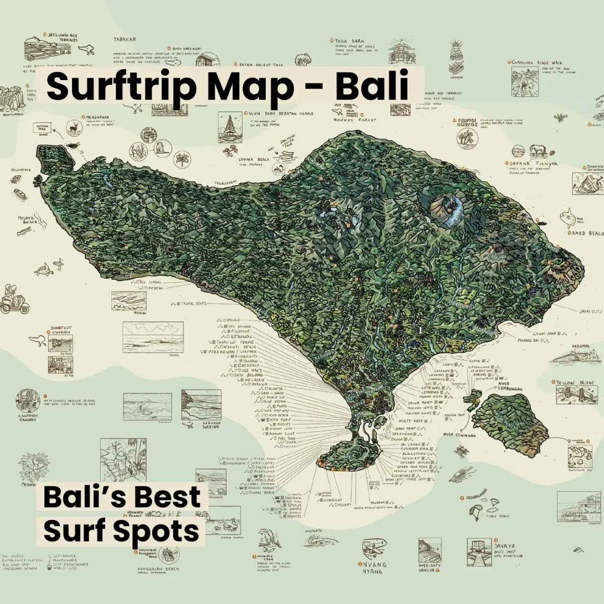 Awesome Maps Strandtuch / Badetuch "Surftrip Bali" (155x90cm)