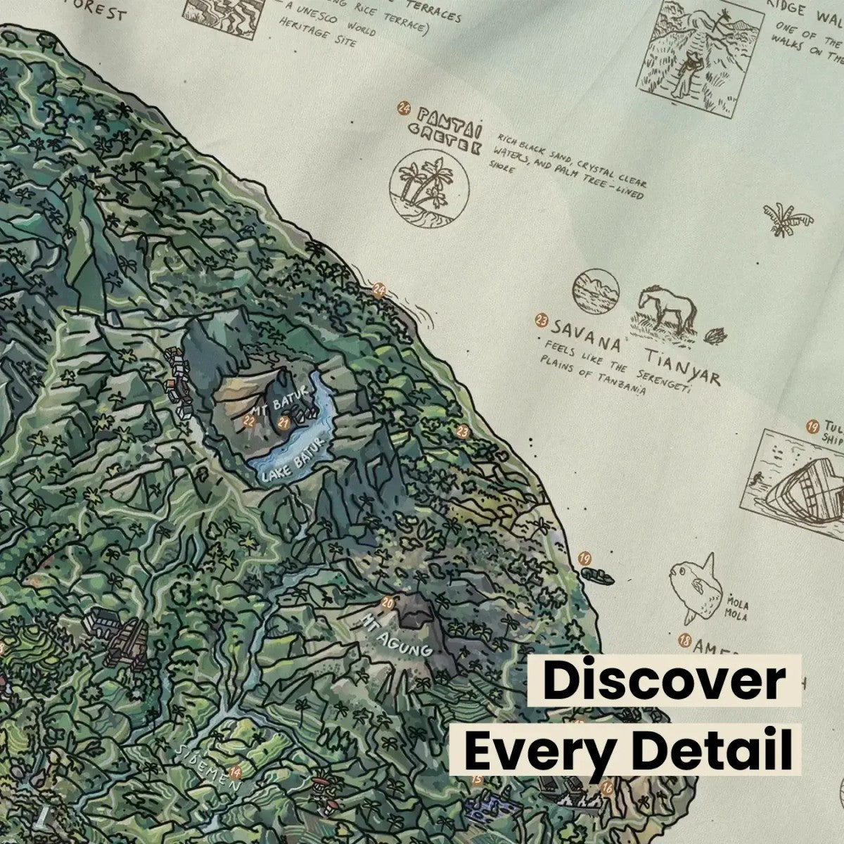 Awesome Maps Strandtuch / Badetuch "Surftrip Bali" (155x90cm)