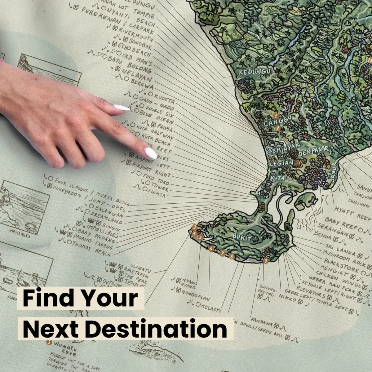 Awesome Maps Strandtuch / Badetuch "Surftrip Bali" (155x90cm)