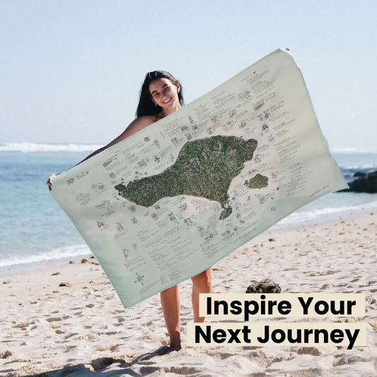 Awesome Maps Strandtuch / Badetuch "Bali Green Topography" (155x90cm)