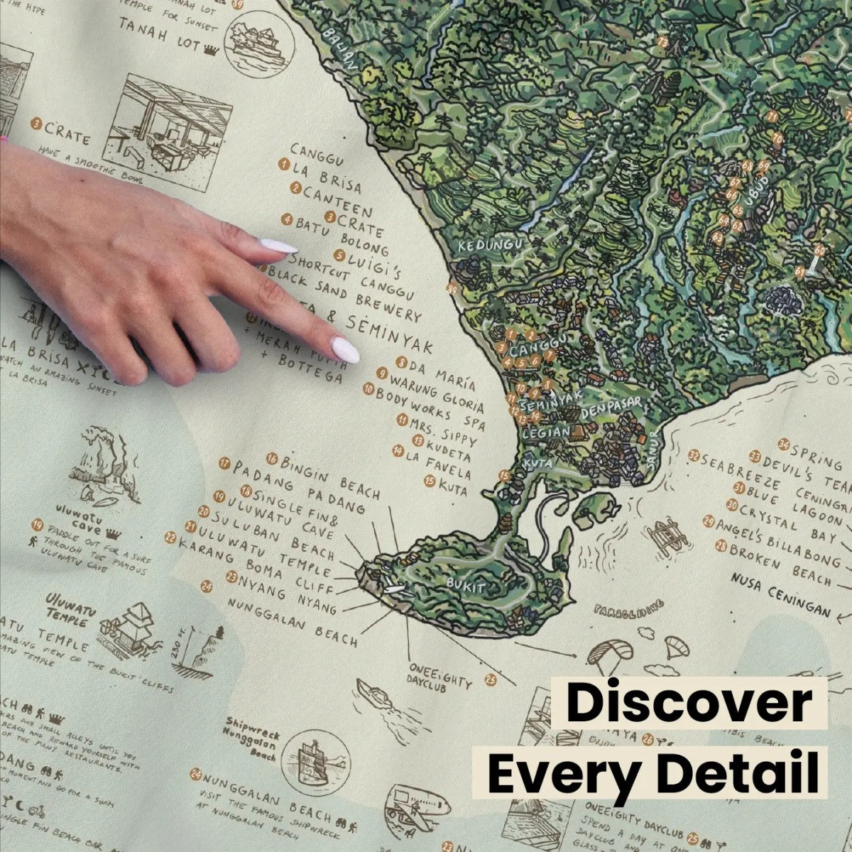 Awesome Maps Strandtuch / Badetuch "Bali Green Topography" (155x90cm)