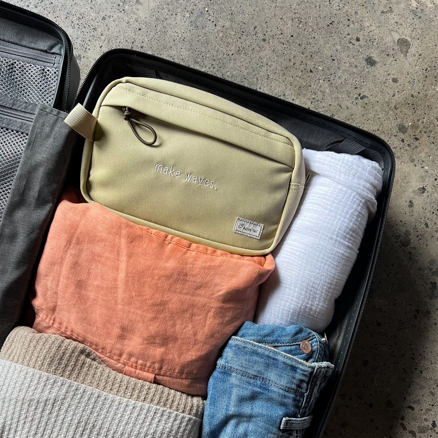 Awesome Maps Waschtasche / Kulturbeutel Sandfarben