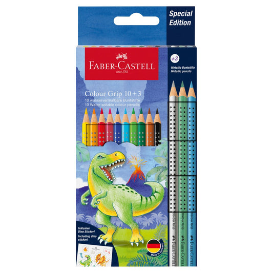 Faber-Castell Colour GRIP Buntstifte - Edition Dino - 10+3 Kartonetui