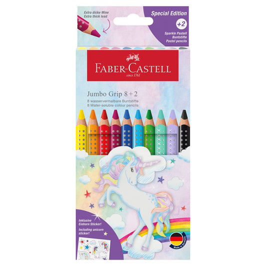 Faber-Castell Jumbo GRIP Buntstifte - Edition Einhorn - 8+2 Kartonetui