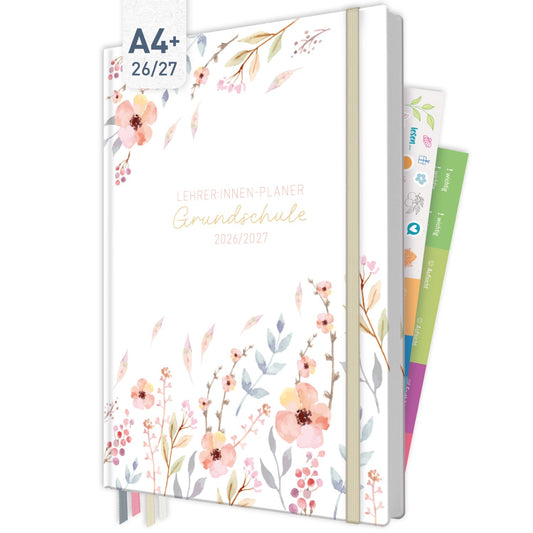 Häfft Lehrer-Planer Grundschule Maxi 2026/2027 / A4+ / Sweet Flowers