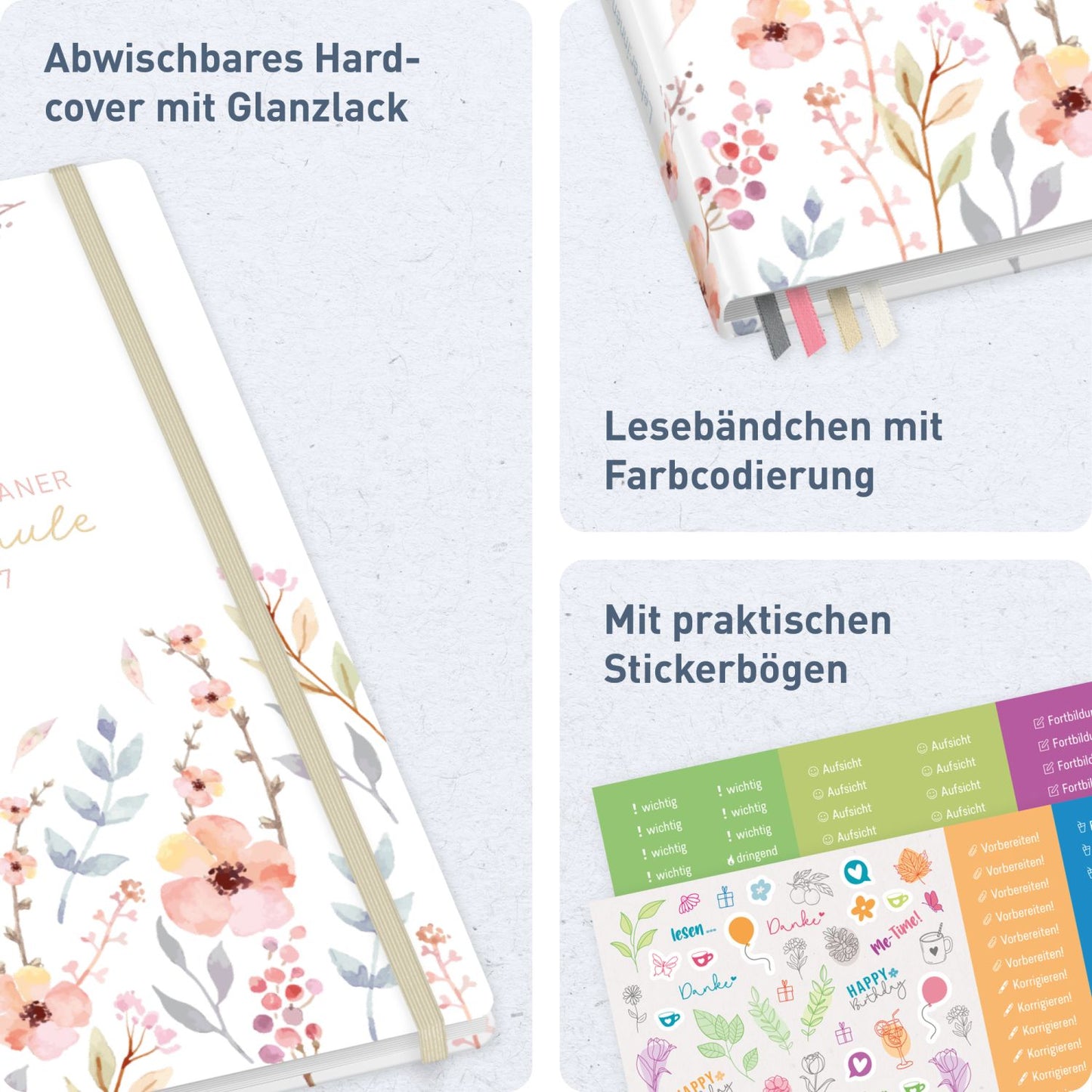 Häfft Lehrer-Planer Grundschule Maxi 2026/2027 / A4+ / Sweet Flowers