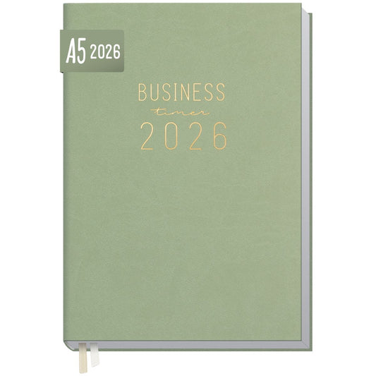Business-Timer 2026 / A5 / Salbei / Häfft-Verlag