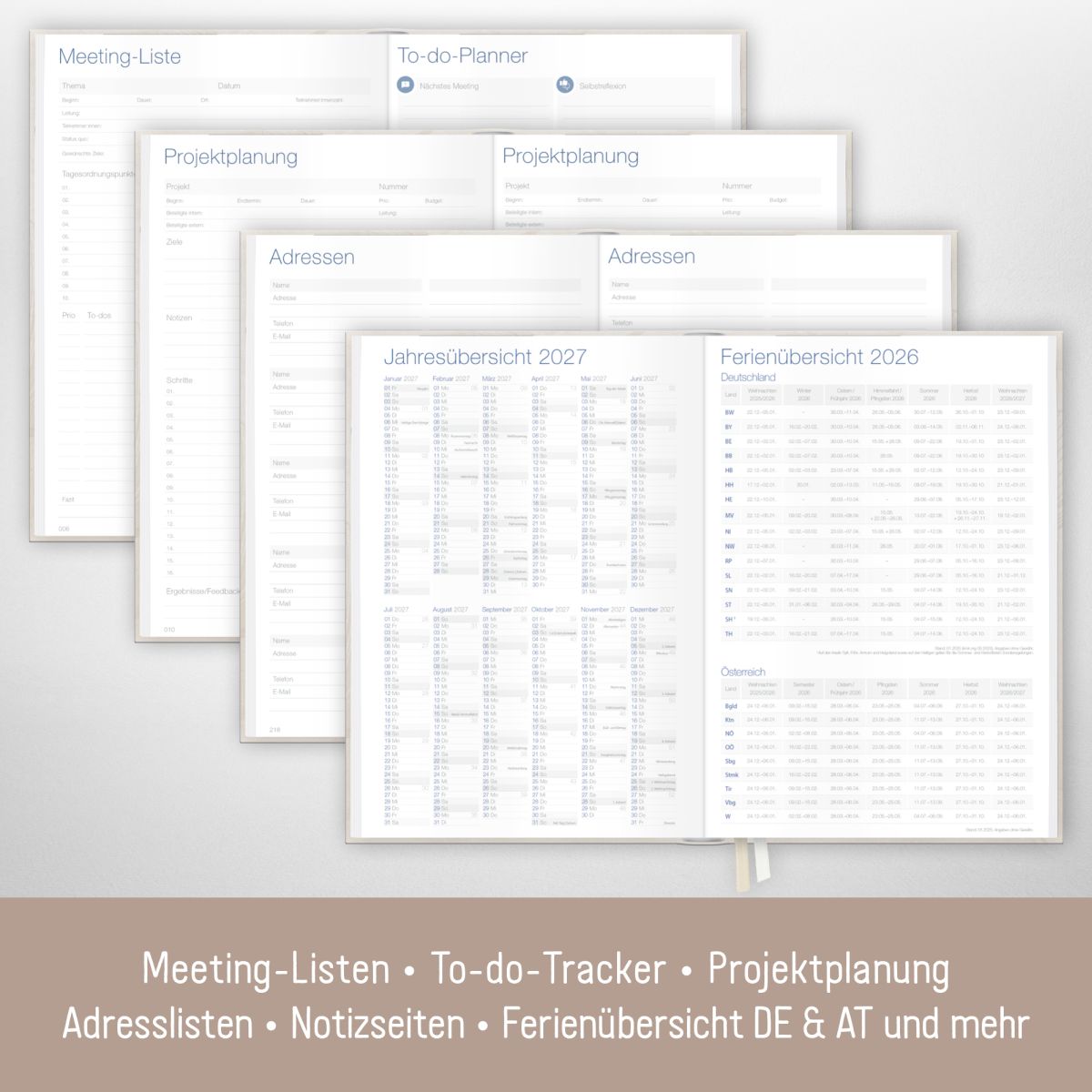 Business-Timer 2026 / A5 / Beige Ginkgo / Häfft-Verlag