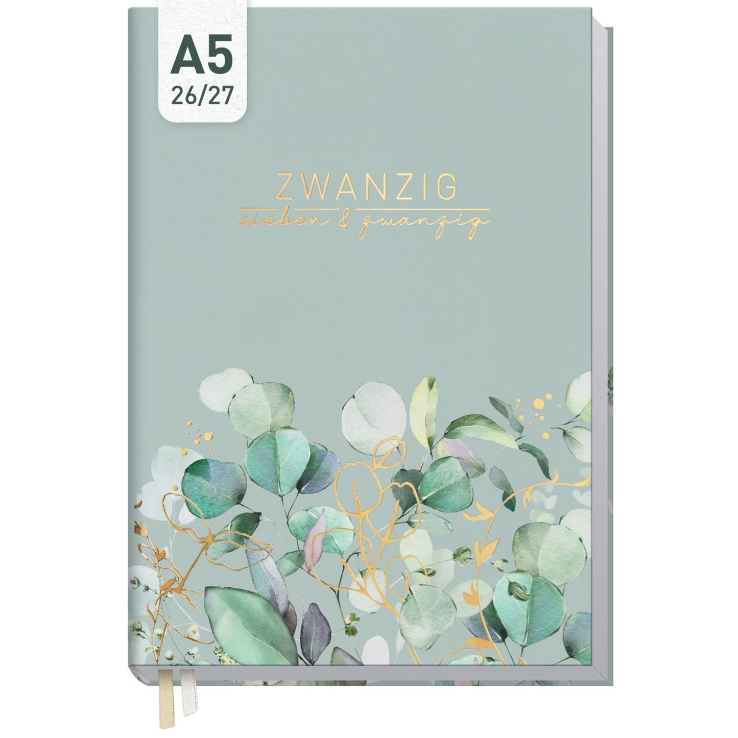 Business-Timer 2026/2027 / 17 Monate / A5 / Minty Leaves / Häfft-Verlag