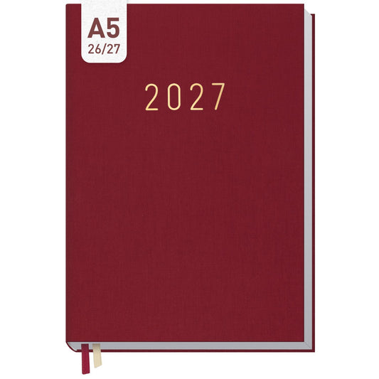 Business-Timer 2026/2027 / 17 Monate / A5 / Rubinrot / Häfft-Verlag