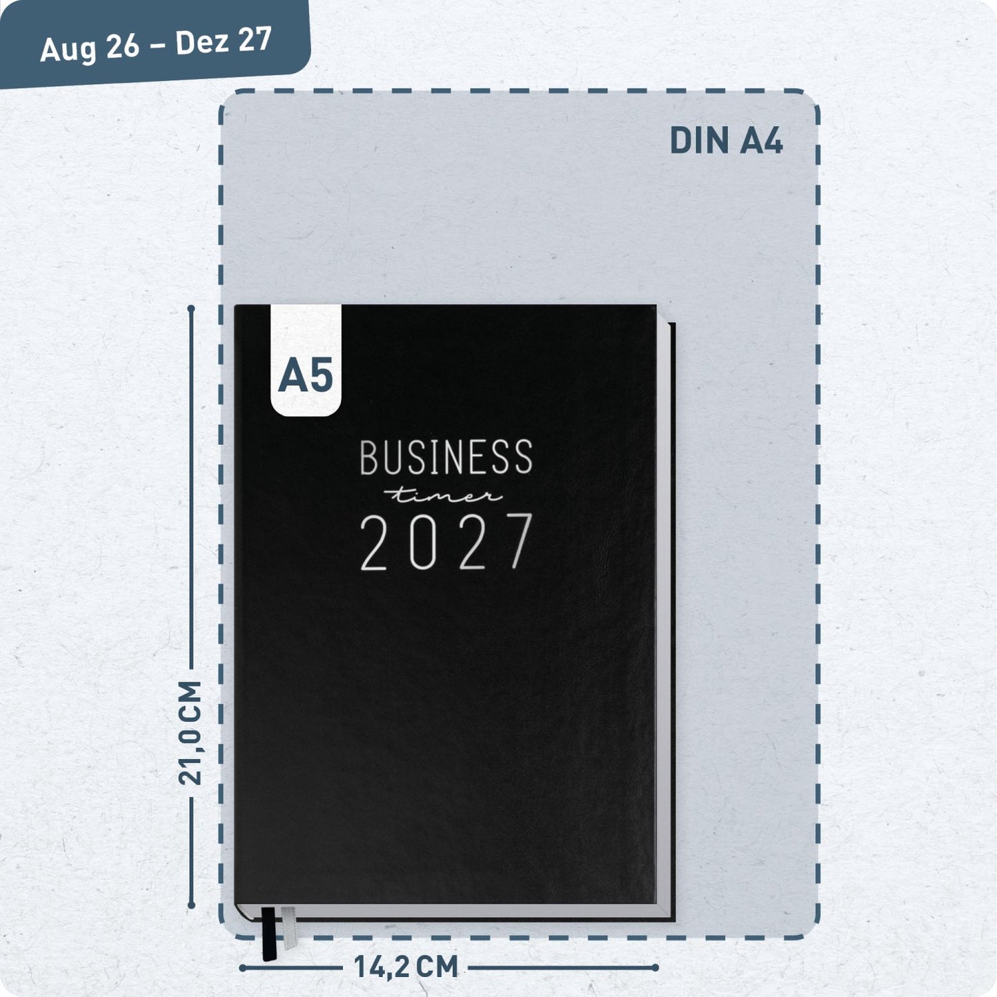 Business-Timer 2026/2027 / 17 Monate / A5 / Schwarz / Häfft-Verlag