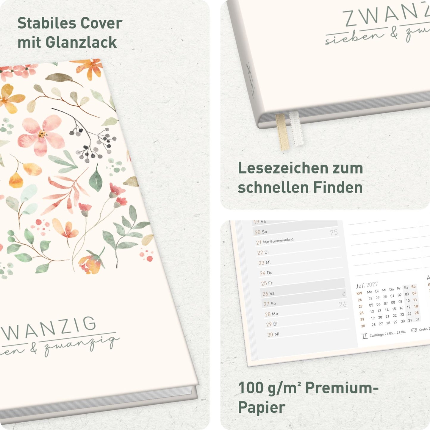 Chäff-Timer 2026/2027 / 17 Monate / A5 / Wild Blossoms / Häfft-Verlag